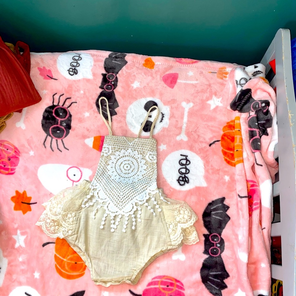 Baby girl first birthday photos boho romper/dress